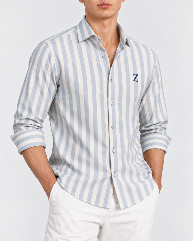 ZAURA Sky Stripe Signature Shirt Hover Image