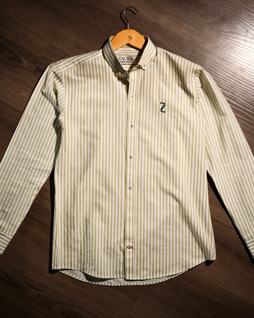 ZAURA Sage Stripe Signature Shirt