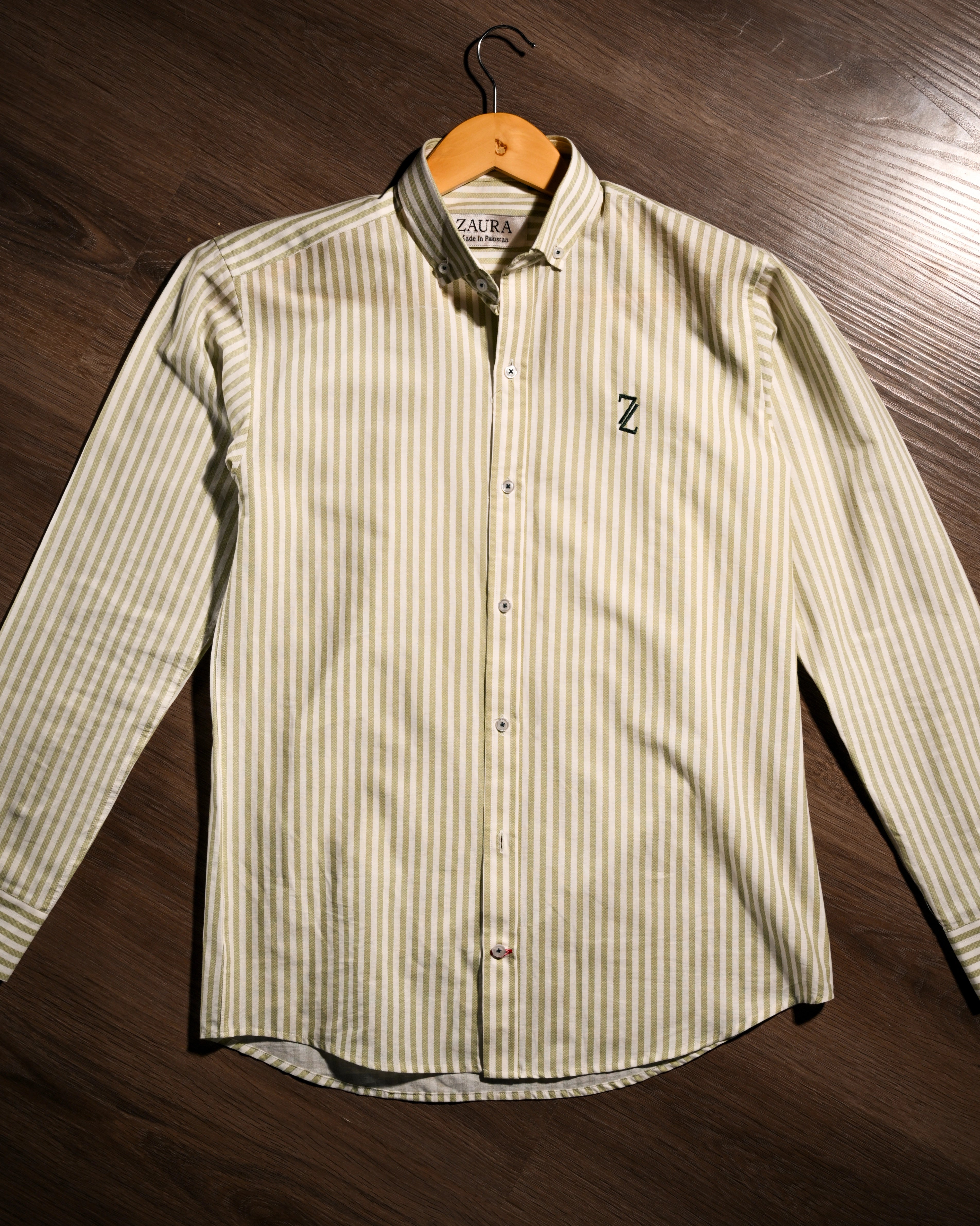 ZAURA Sage Stripe Signature Shirt