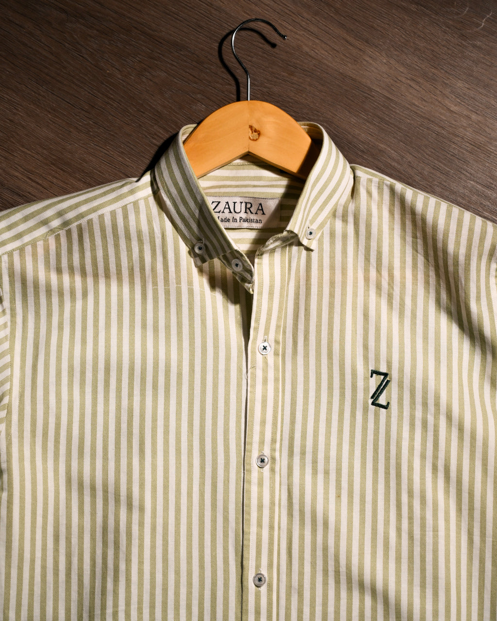 ZAURA Sage Stripe Signature Shirt