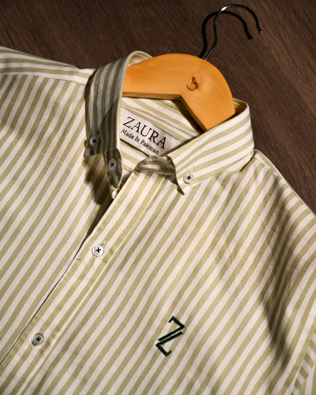 ZAURA Sage Stripe Signature Shirt