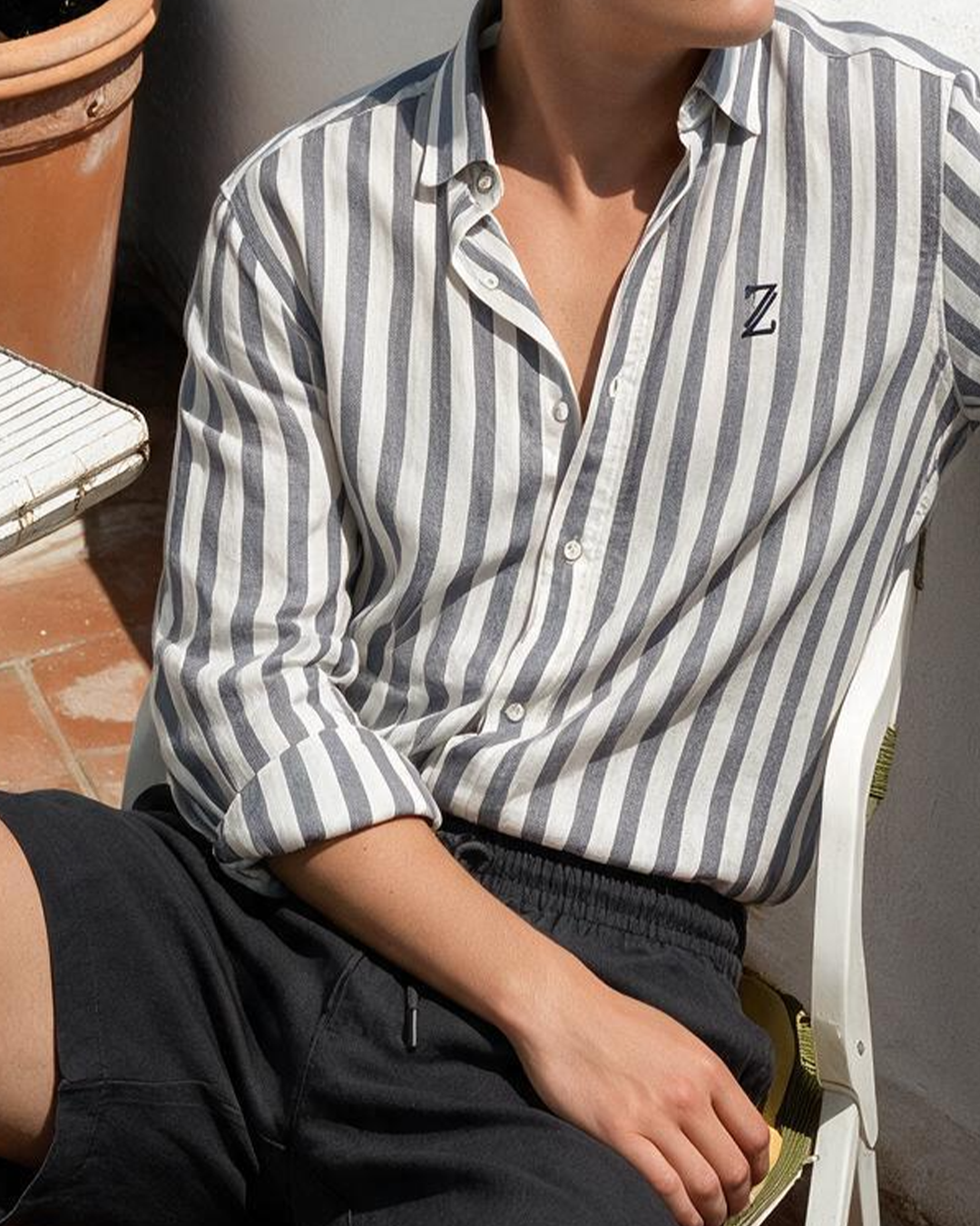 ZAURA Ash Stripe Signature Shirt