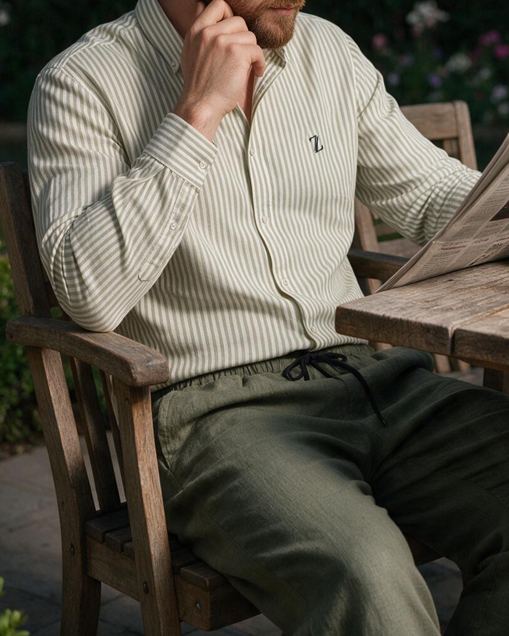 ZAURA Sage Stripe Signature Shirt