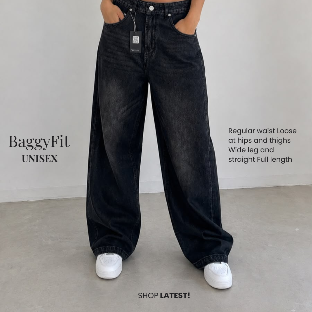 Acid Wash Charcoal Baggy Jeans (Unisex)