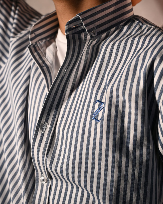 ZAURA Oxford Blue Stripe Shirt Hover Image