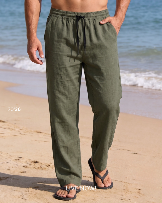 LINEN TROUSER OLIVE Main Image