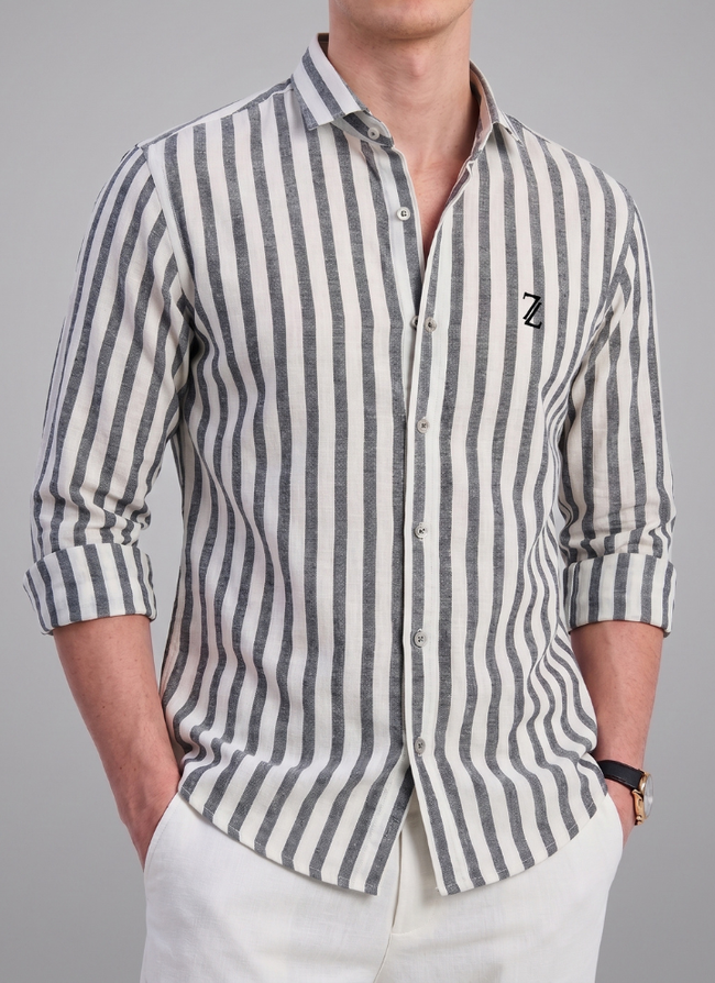 ZAURA Ash Stripe Signature Shirt Hover Image