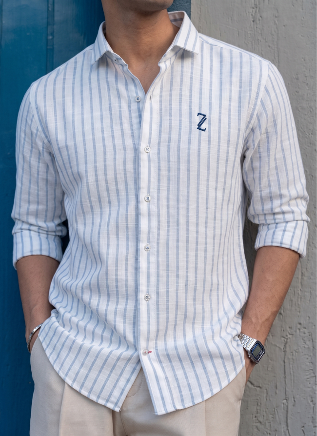 ZAURA Coastal Stripe Premium Shirt Hover Image