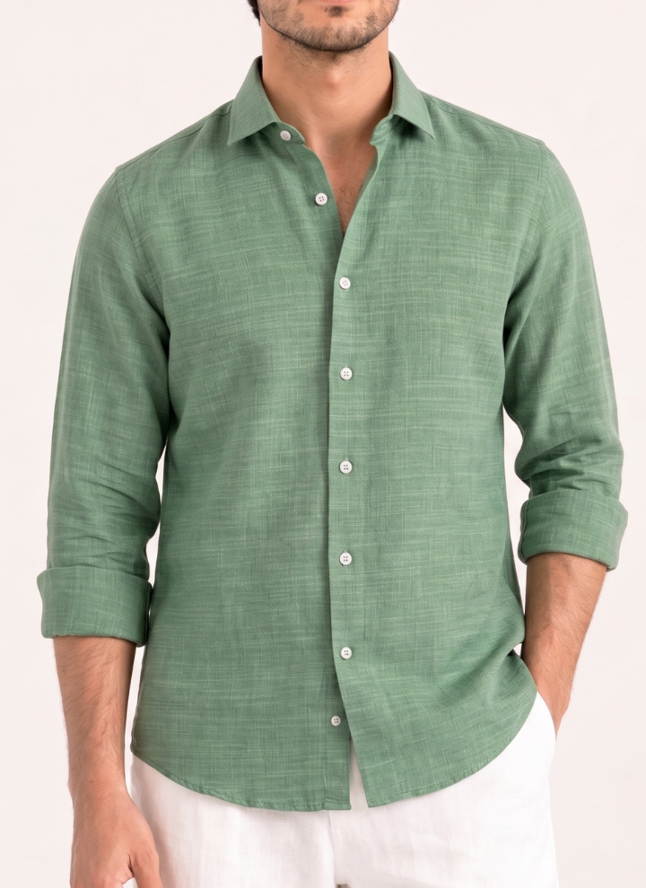 LINEN SHIRT SAGE GREEN