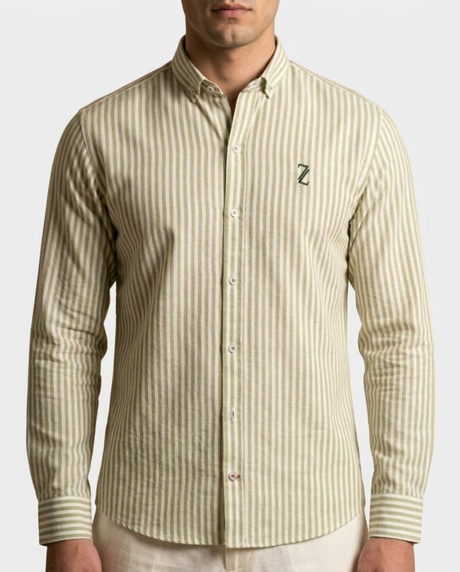ZAURA Sage Stripe Signature Shirt Hover Image