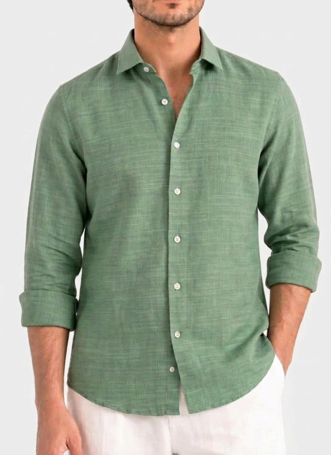LINEN SHIRT SAGE GREEN Hover Image