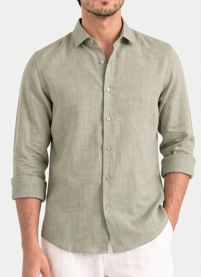 LINEN SHIRT KHAKI Hover Image