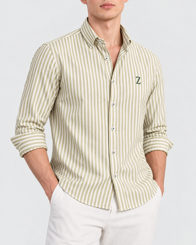 ZAURA Sage Stripe Signature Shirt Hover Image