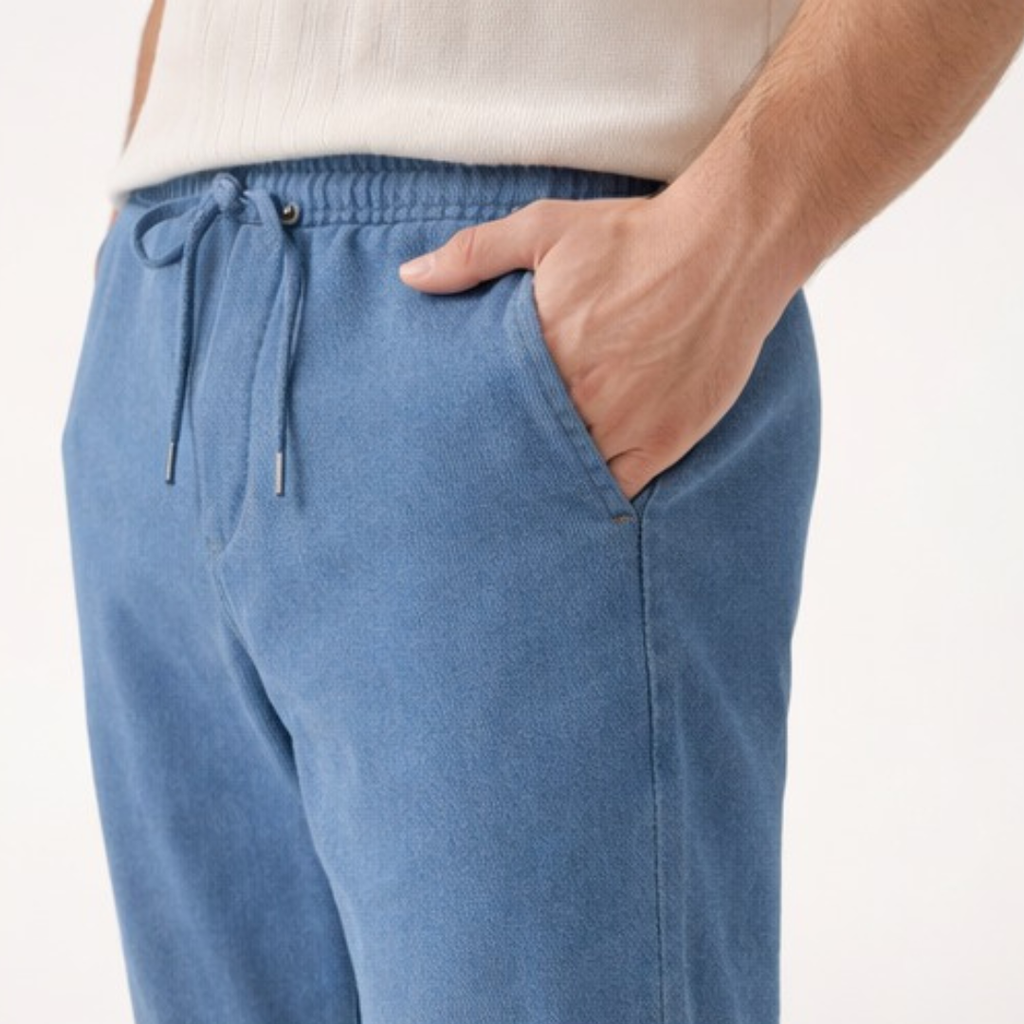 DENIM STRAIGHT FIT TROUSERS