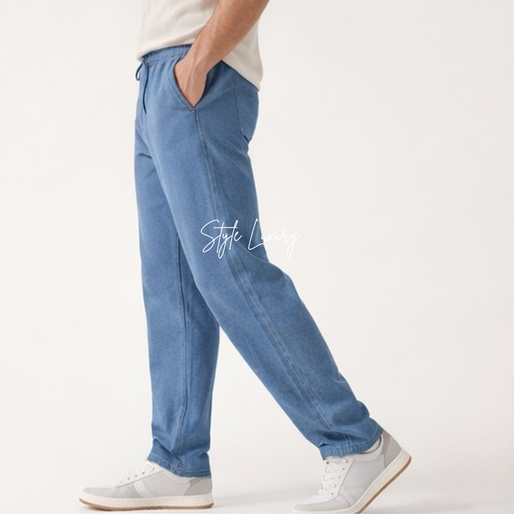 DENIM STRAIGHT FIT TROUSERS