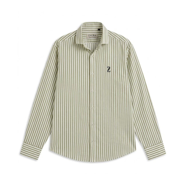 ZAURA Sage Stripe Signature Shirt Hover Image